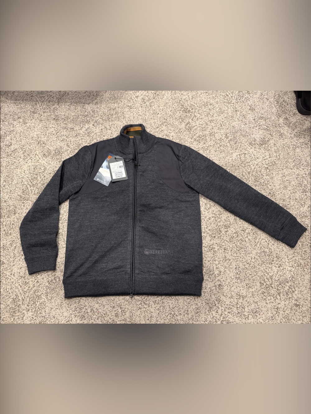 Dark Gray Full-Zip Women’s Wool Sweater Jacket Windstop Beretta